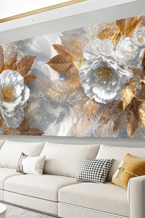 Brown-toned White Flower Landscape Instagram Style Living Room Decorative Wall Painting